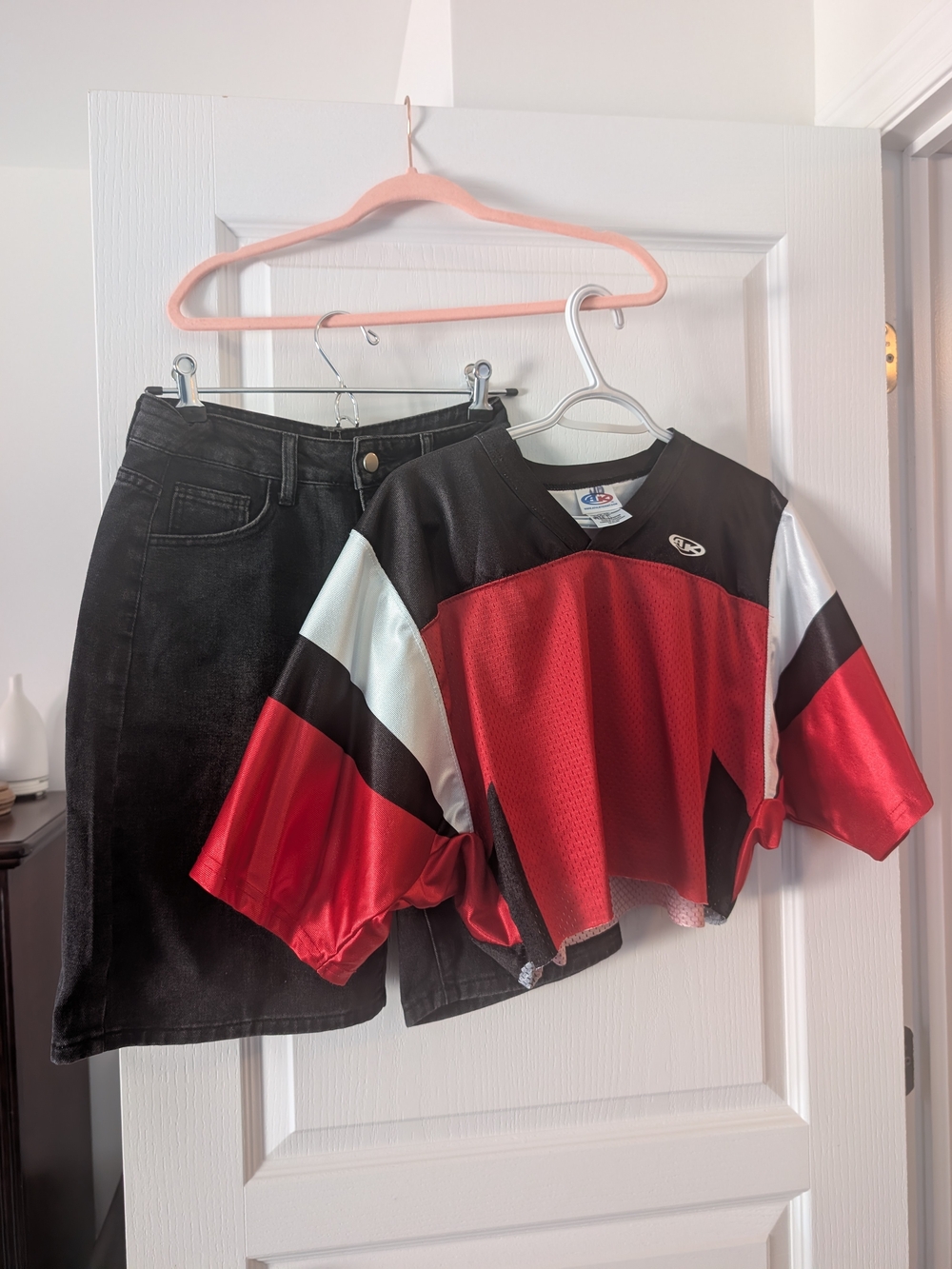 Russell Athletic Red, Black & White Kids' Mesh Jersey Top
